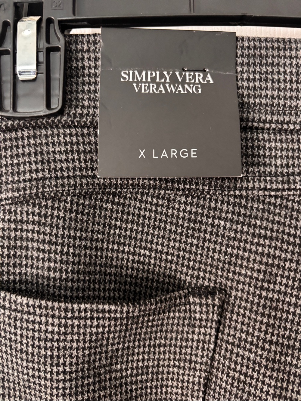 NWT Simply Vera Wang Sz XL Houndstooth Career Pants Medium Gray Black Stretch - Picture 8 of 12